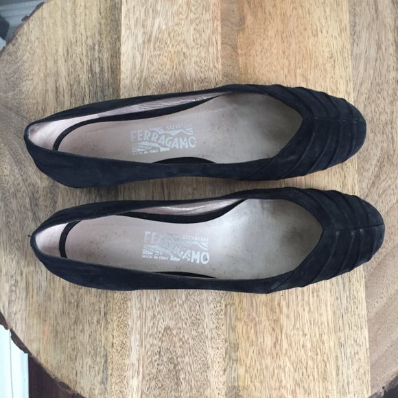 Salvatore Ferragamo Black Suede Leather Flats Size 7.5 - Picture 7 of 8